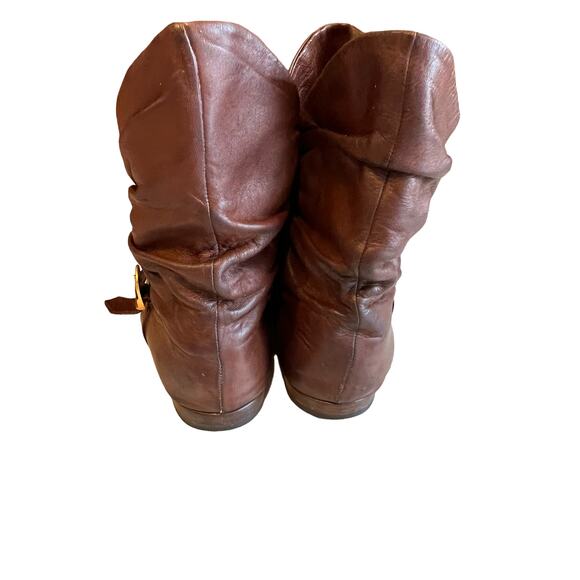 Gucci Leather Slouchy Flat Ankle Boots Brown 8 - Picture 9 of 15